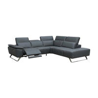 ECKSOFA Predator Echtleder mit 1 x Relaxfunktion Anthrazit - Anthrazit, Leder/Metall (270/230cm)