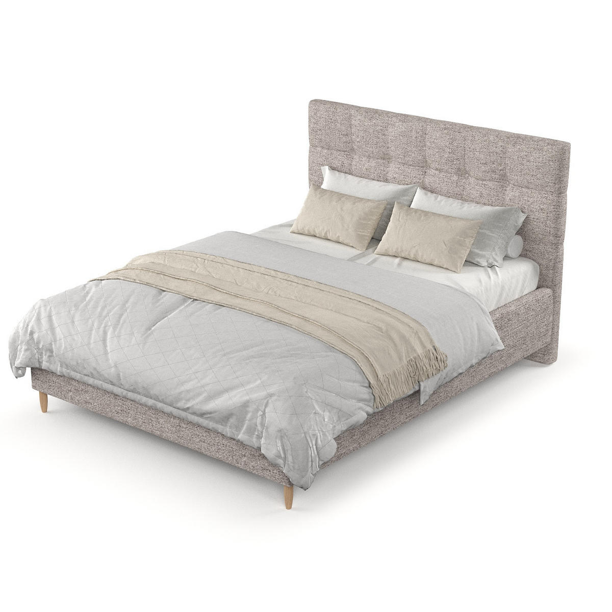 POLSTERBETT Cora 140/200 cm Beige im Neve Stoff - Beige/Naturfarben, Holz/Holzwerkstoff (140/200cm) - AltaBeds