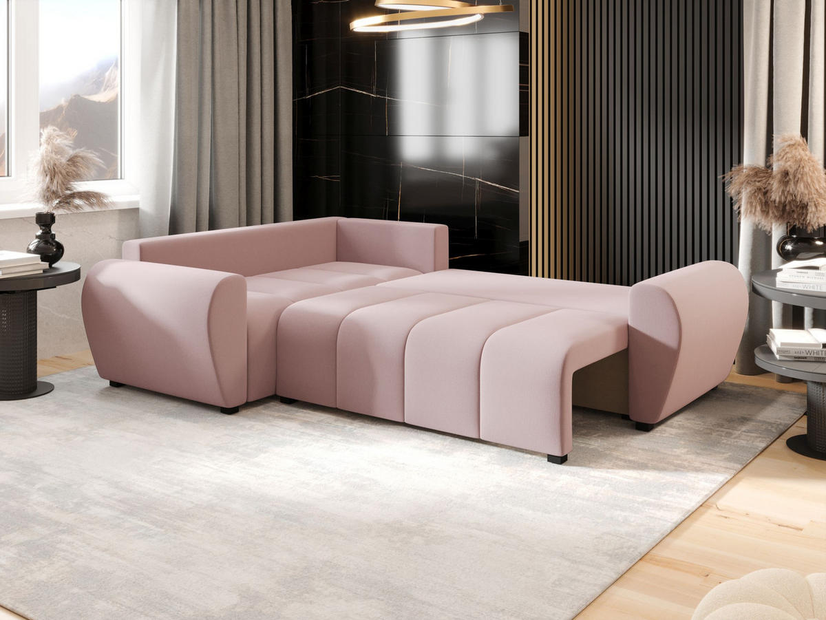 ECKSOFA MOLISA L PLUS Cosmic 14 Rechts mit Schlaffunktion - Rosa, Textil (235/175cm) - Bedante