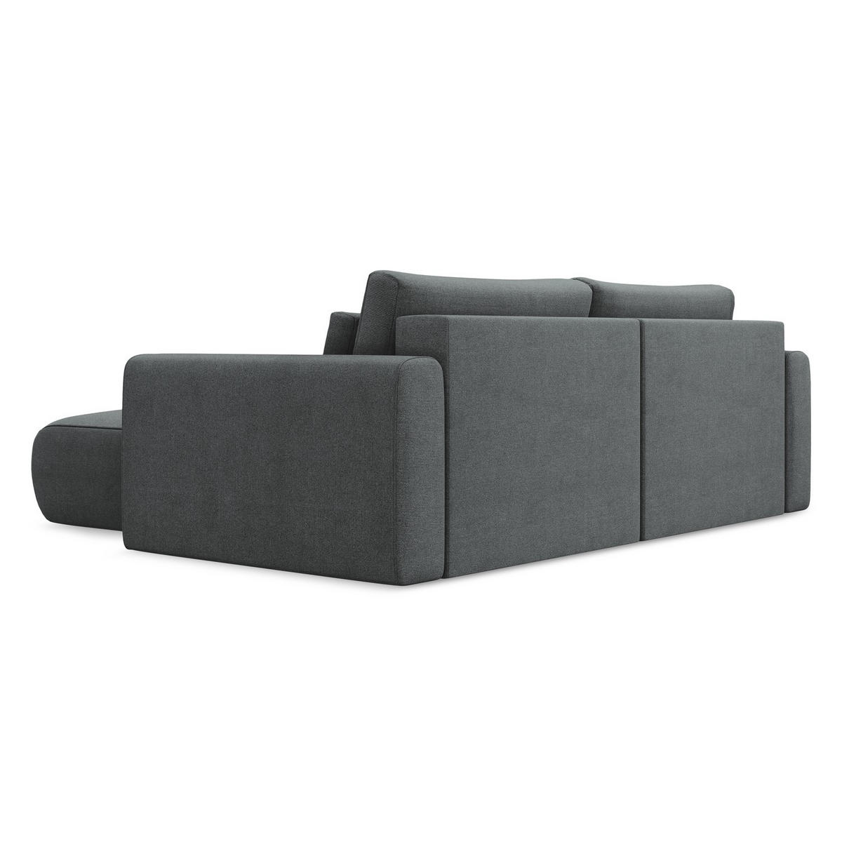 ECKSOFA mit Schlaffunktion Strukturstoff Stoff Grau - Schwarz/Grau, Kunststoff/Textil (240/149cm) - Makamii