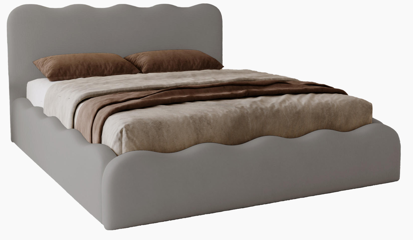 POLSTERBETT 180x200 Wave, Bettkasten, Samtstoff, Grau - Grau, Holz/Textil (180/200cm) - Emporius