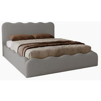 POLSTERBETT 180x200 Wave, Bettkasten, Samtstoff, Grau - Grau, Holz/Textil (180/200cm) - Emporius