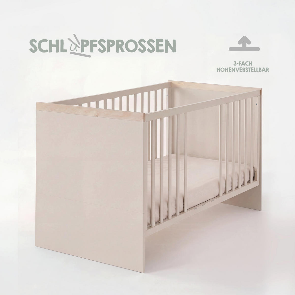 BABYBETT Jimmy Cashmere 70 x 140 cm - Kaschmir/Eichefarben, Holz/Holzwerkstoff (70/140cm) - Roba
