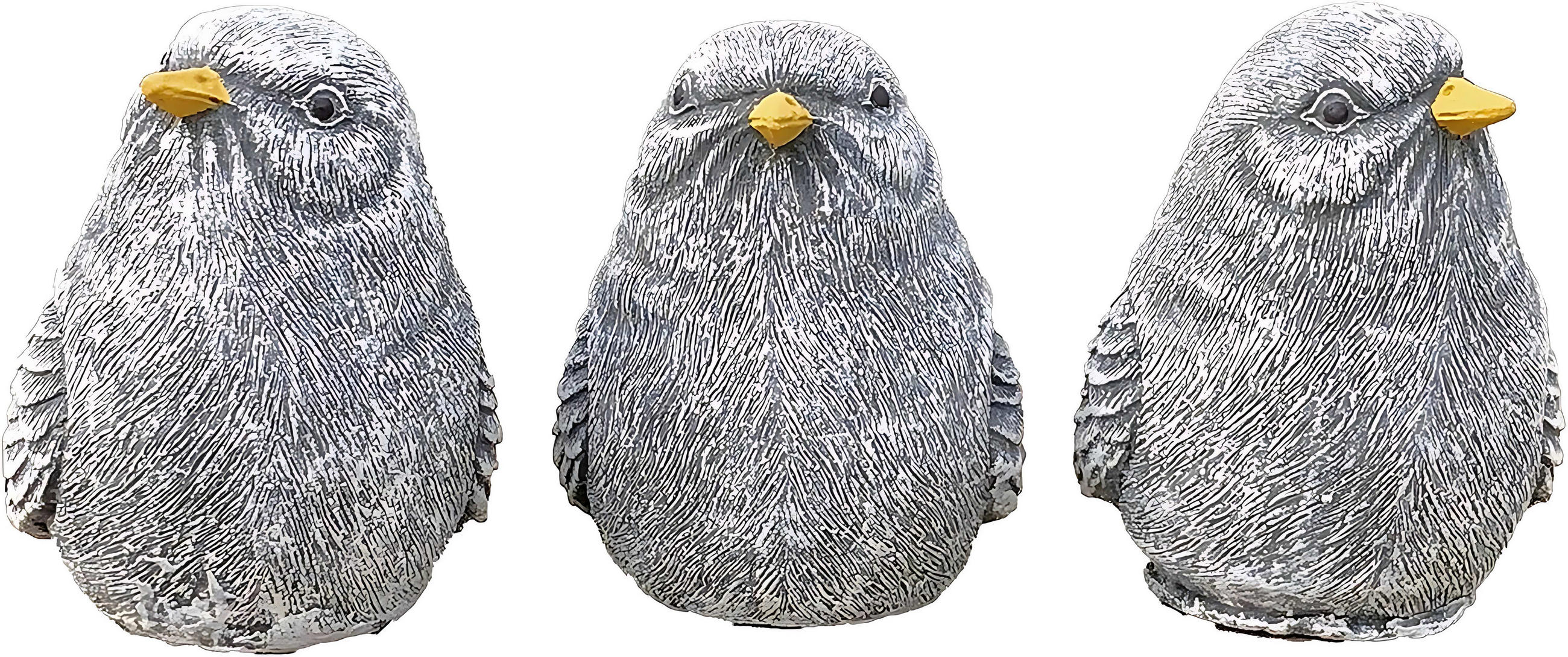 STEINFIGUR 3er Set kleine Vögel Steinguss frostfest wetterfest - Grau, Stein (5/6/6cm) - stoneandstyle