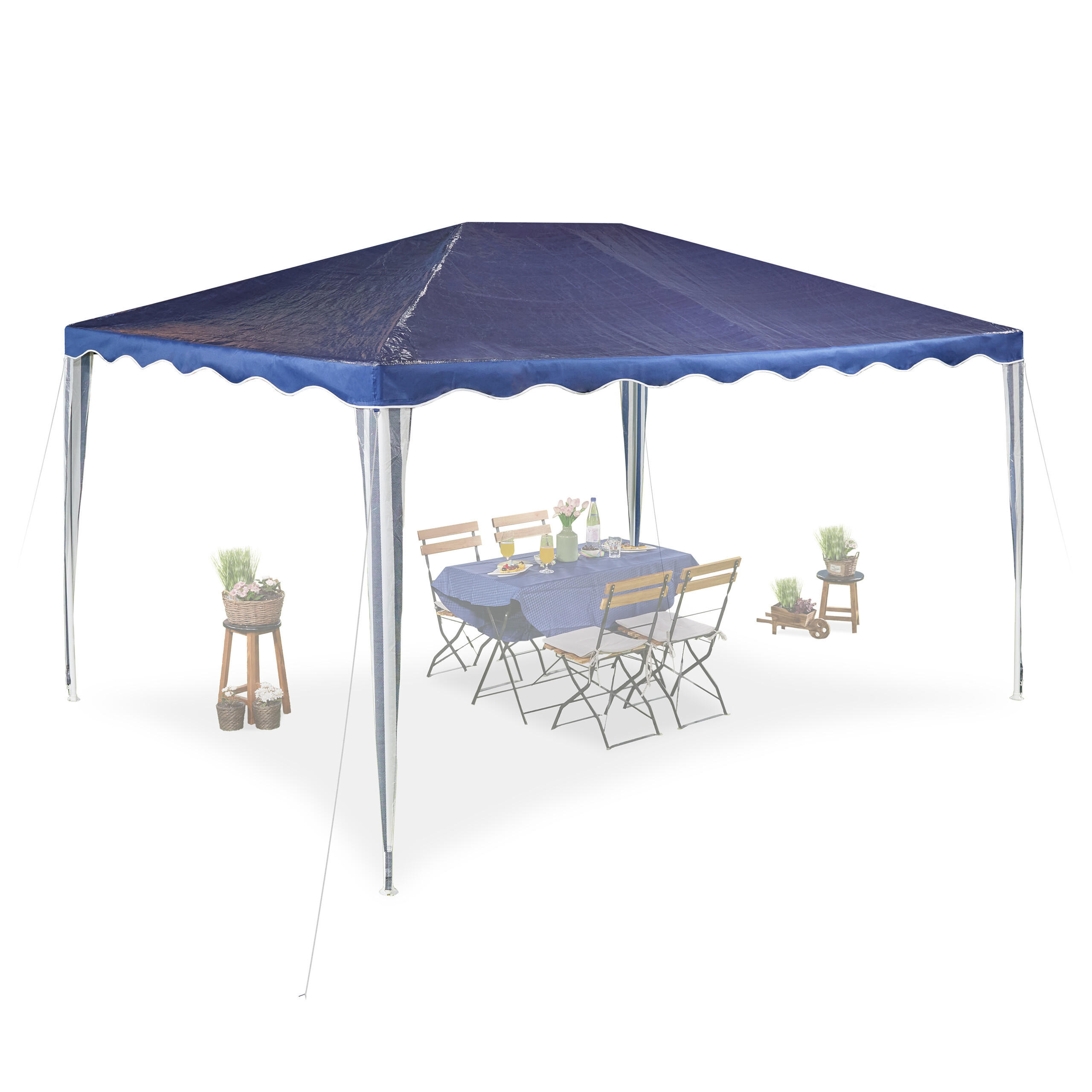 PAVILLON - Dunkelblau, Kunststoff/Metall (300/250/400cm) - Relaxdays