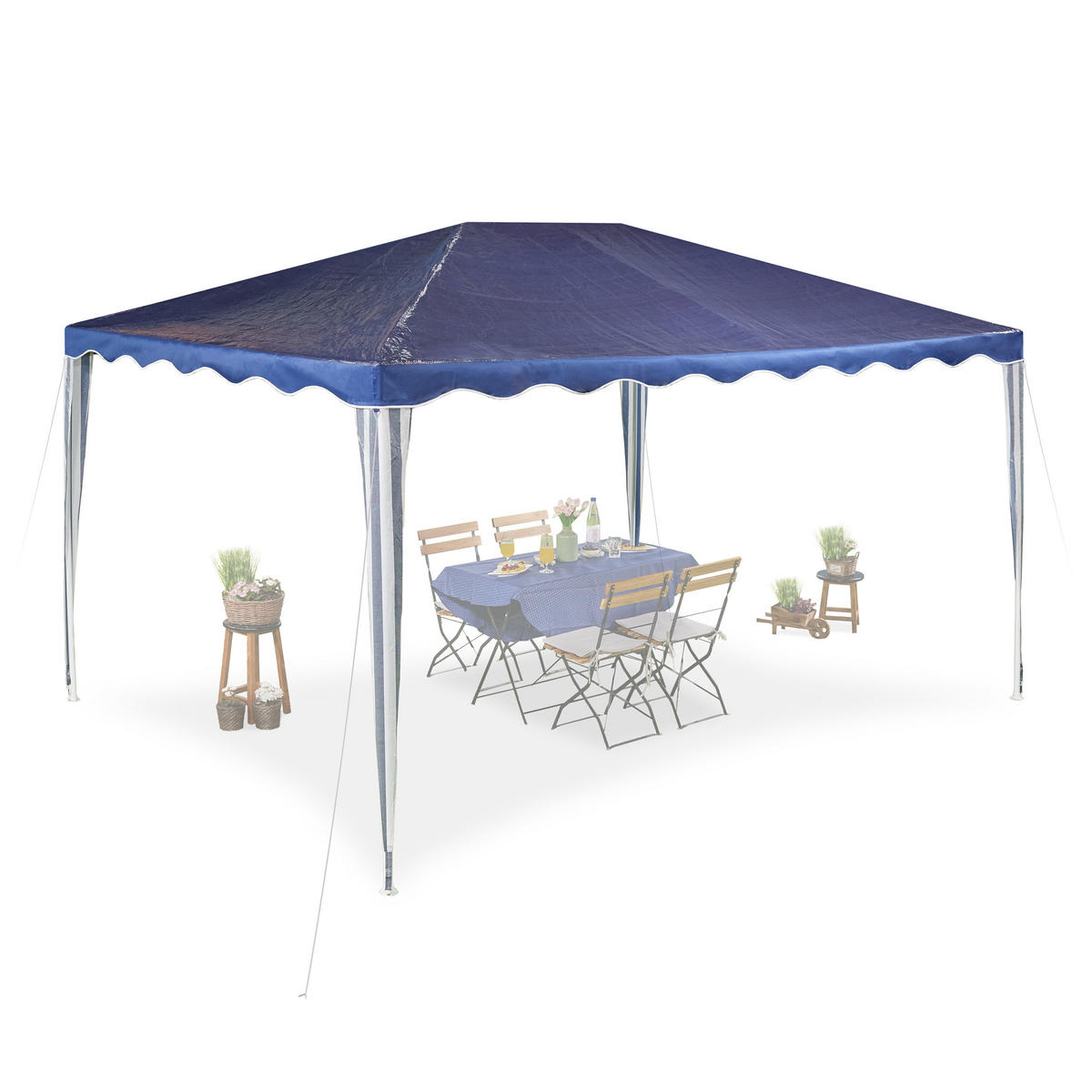 PAVILLON - Dunkelblau, Kunststoff/Metall (300/250/400cm) - Relaxdays