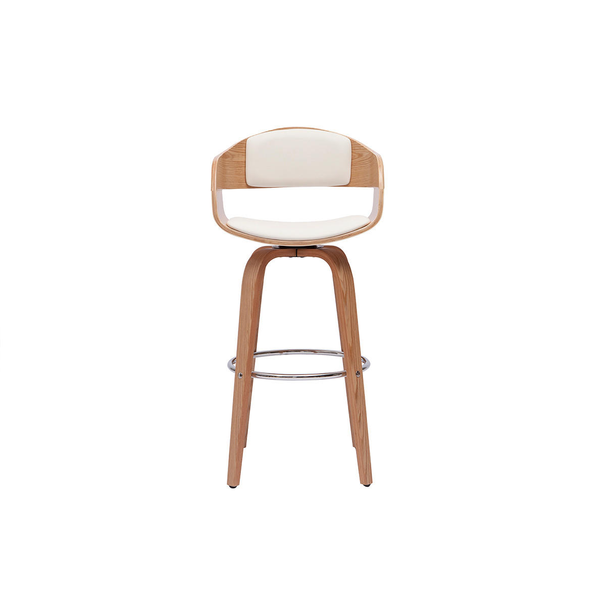 BARHOCKER 360Á Drehbar Helles Holz H67 cm GAO - Weiß, Holz (55/96/55cm) - Miliboo