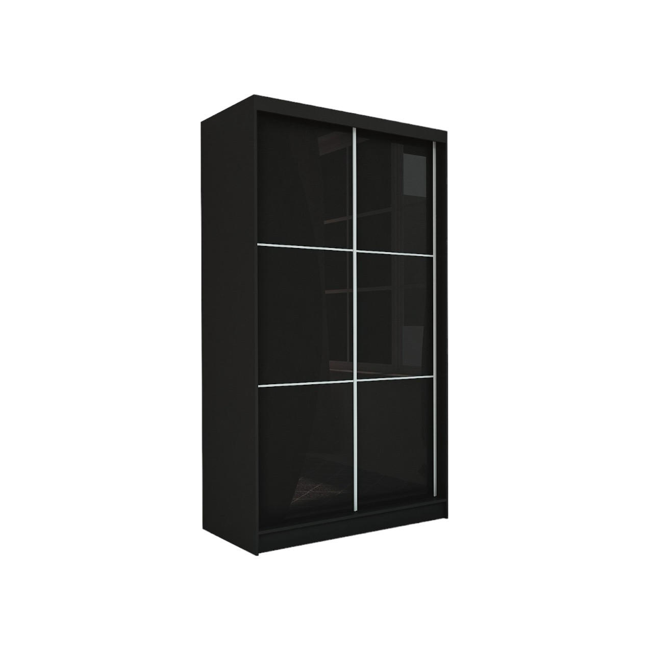 SCHWEBETÜRENSCHRANK Vena 150 cm 2-türig, schwarz, lacobel schwarz - Schwarz, Holz/Kunststoff (150/216/61cm) - Margaret Hadas24
