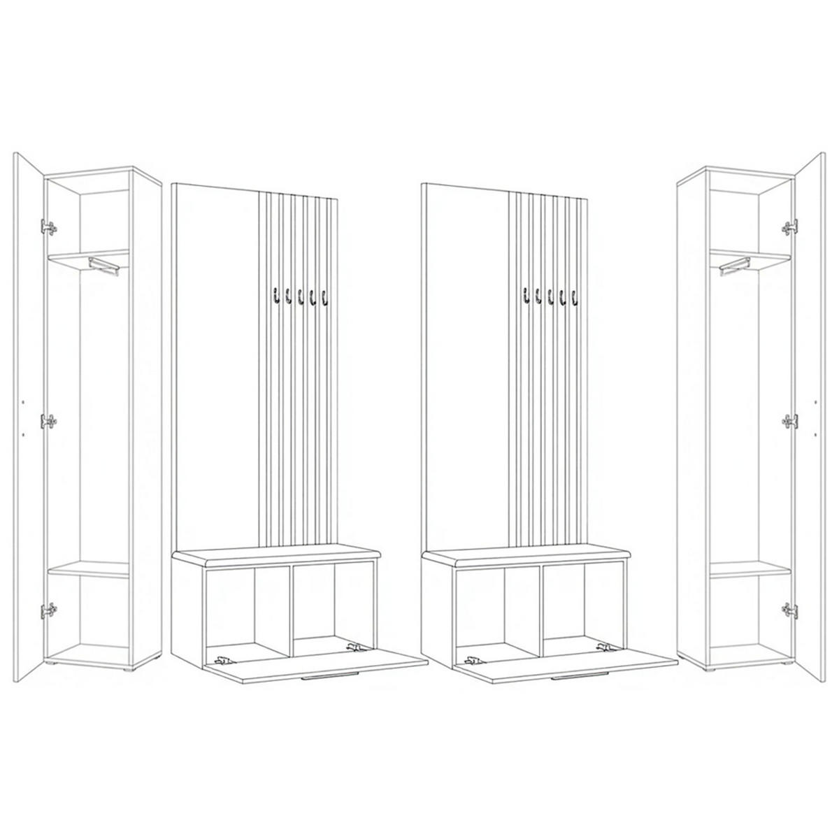GARDEROBENSCHRANK MODULO 241,2/204/40 cm Modern Garderobe-Set Kaschmir - Kaschmir/Schwarz, Holzwerkstoff (241.2/204/40cm) - MASSENO