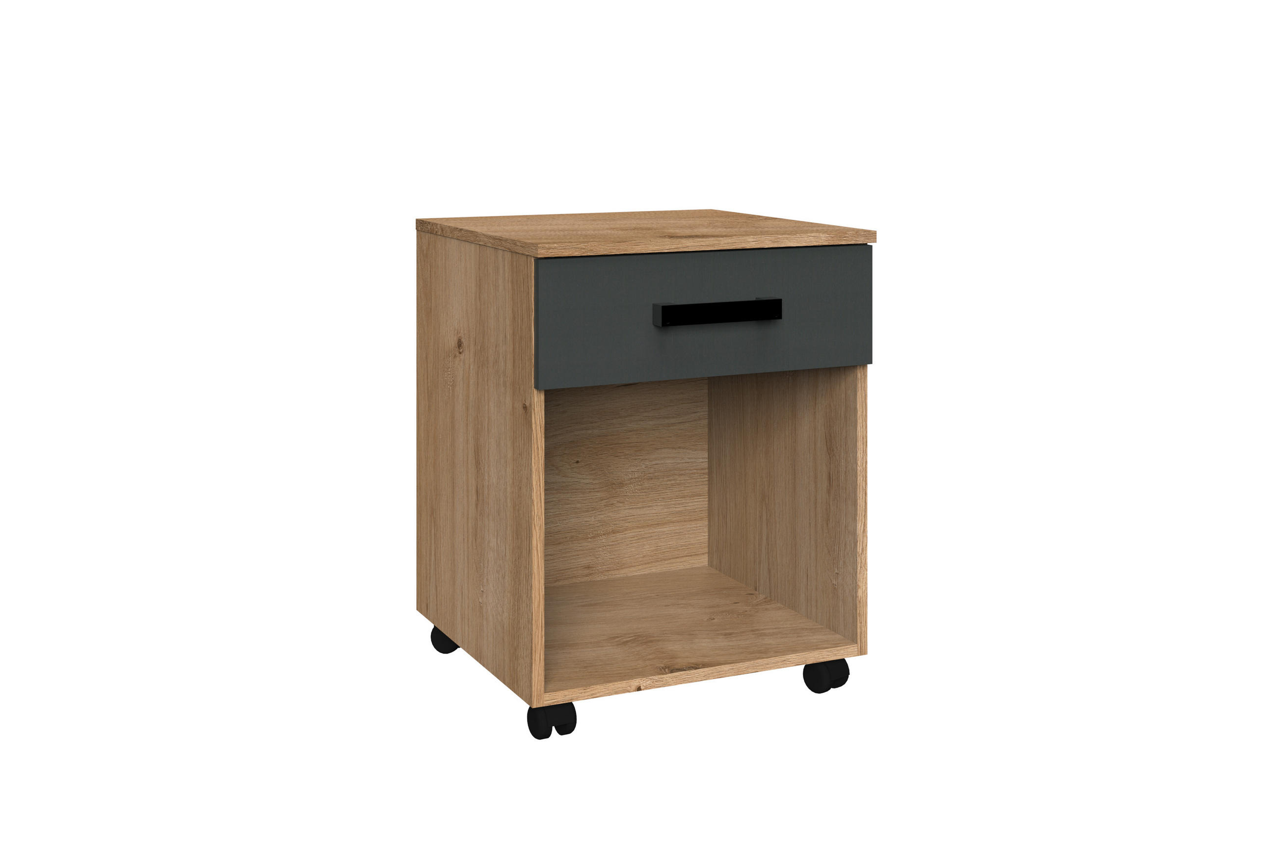 JUGENDZIMMER Liverpool in Plankeneiche und Graphit 7 teilig mit 140er Bett und Drehtürenschrank - Braun, Holzwerkstoff (120/200/80cm)