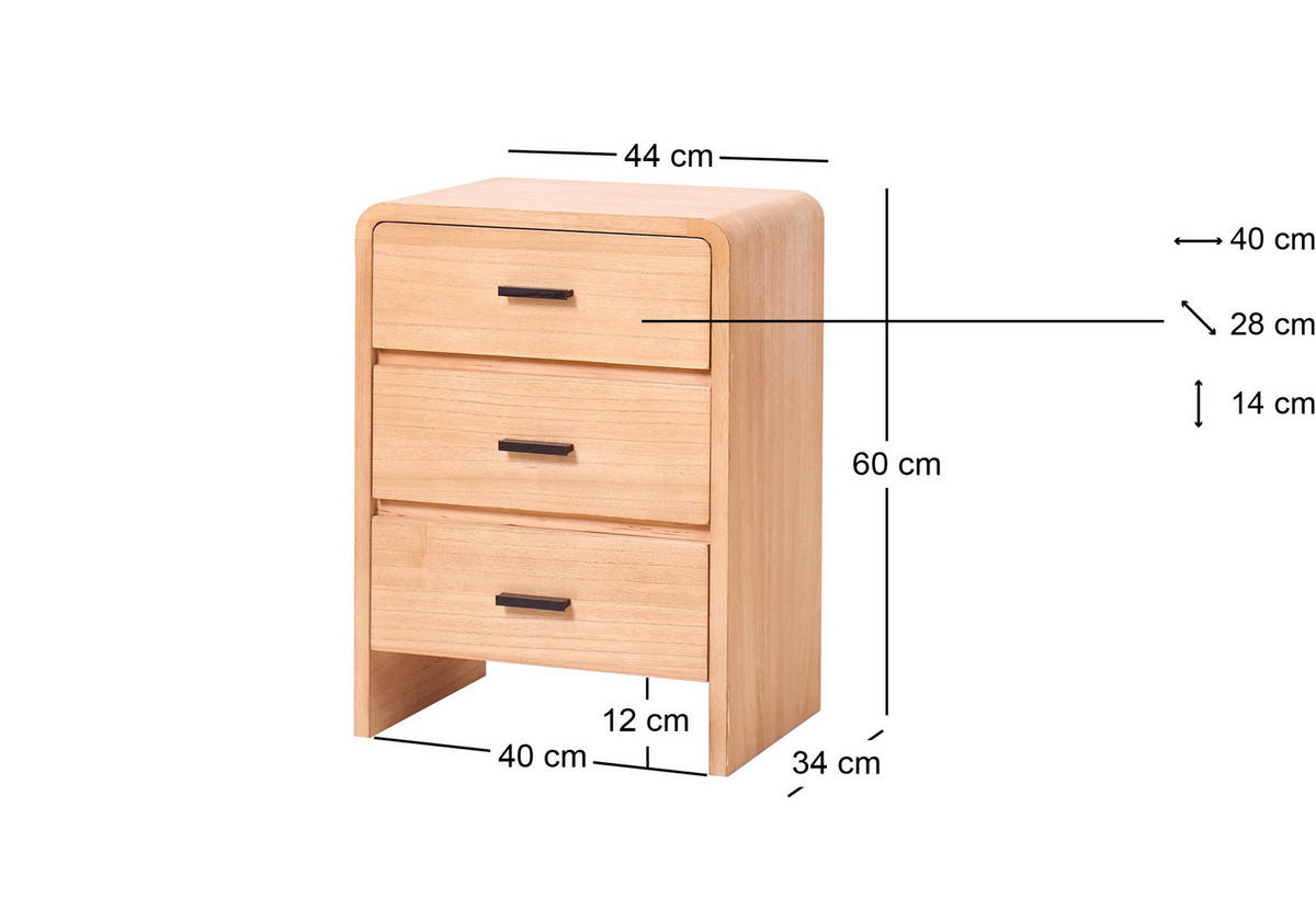 NACHTTISCH Rechteckig Braun 40 x 30 x 66 cm - Braun, Holz (44/60/34cm) - Nordlys