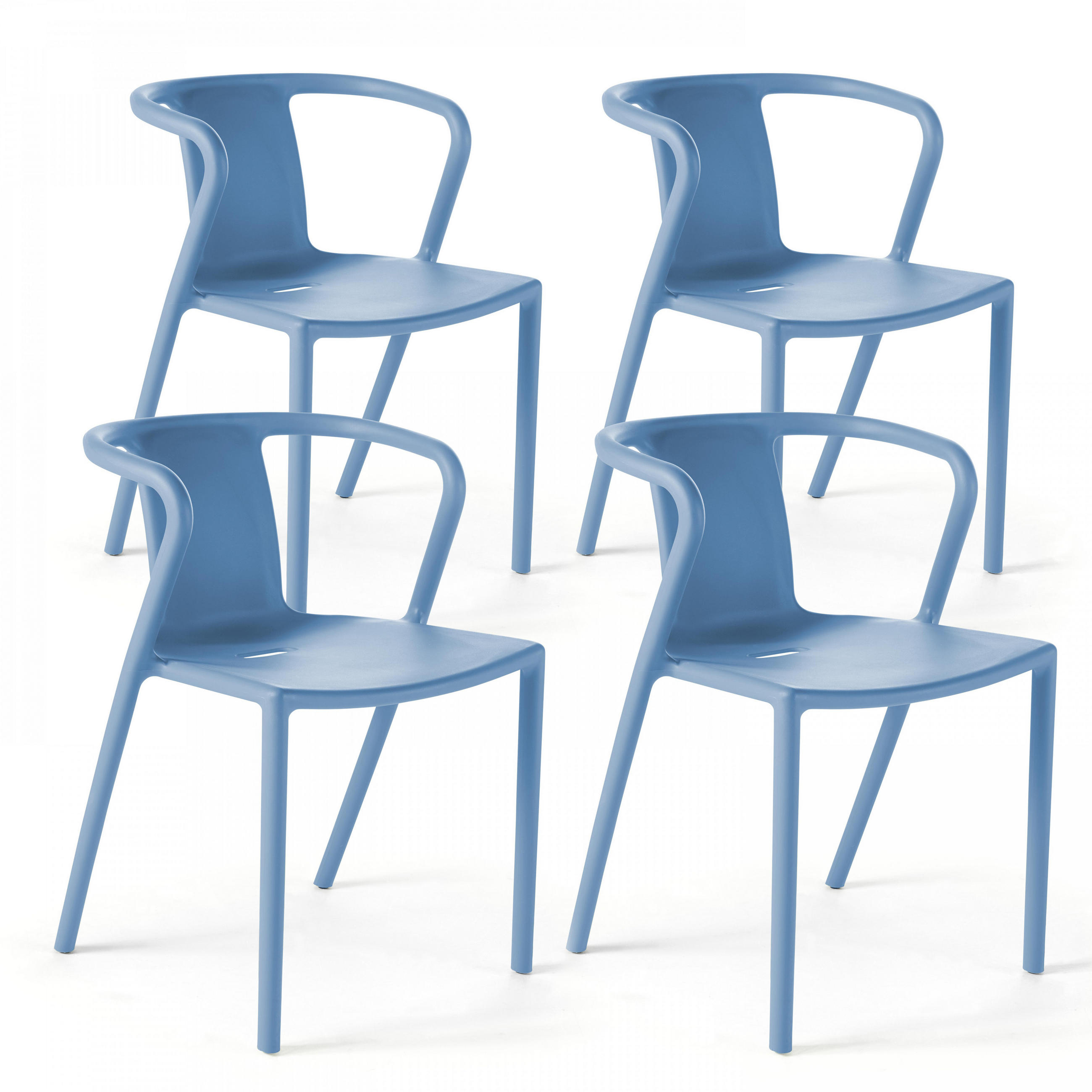 STÜHLE 4-tlg., Blau - Blau, Textil (60/82/60cm) - Oviala