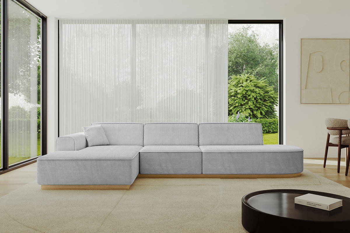 ECKSOFA Ottomane Links IREA-L2-v2 - 327x165x80 cm Grau - Grau, Holzwerkstoff/Textil (327/165cm) - ALTDECOR