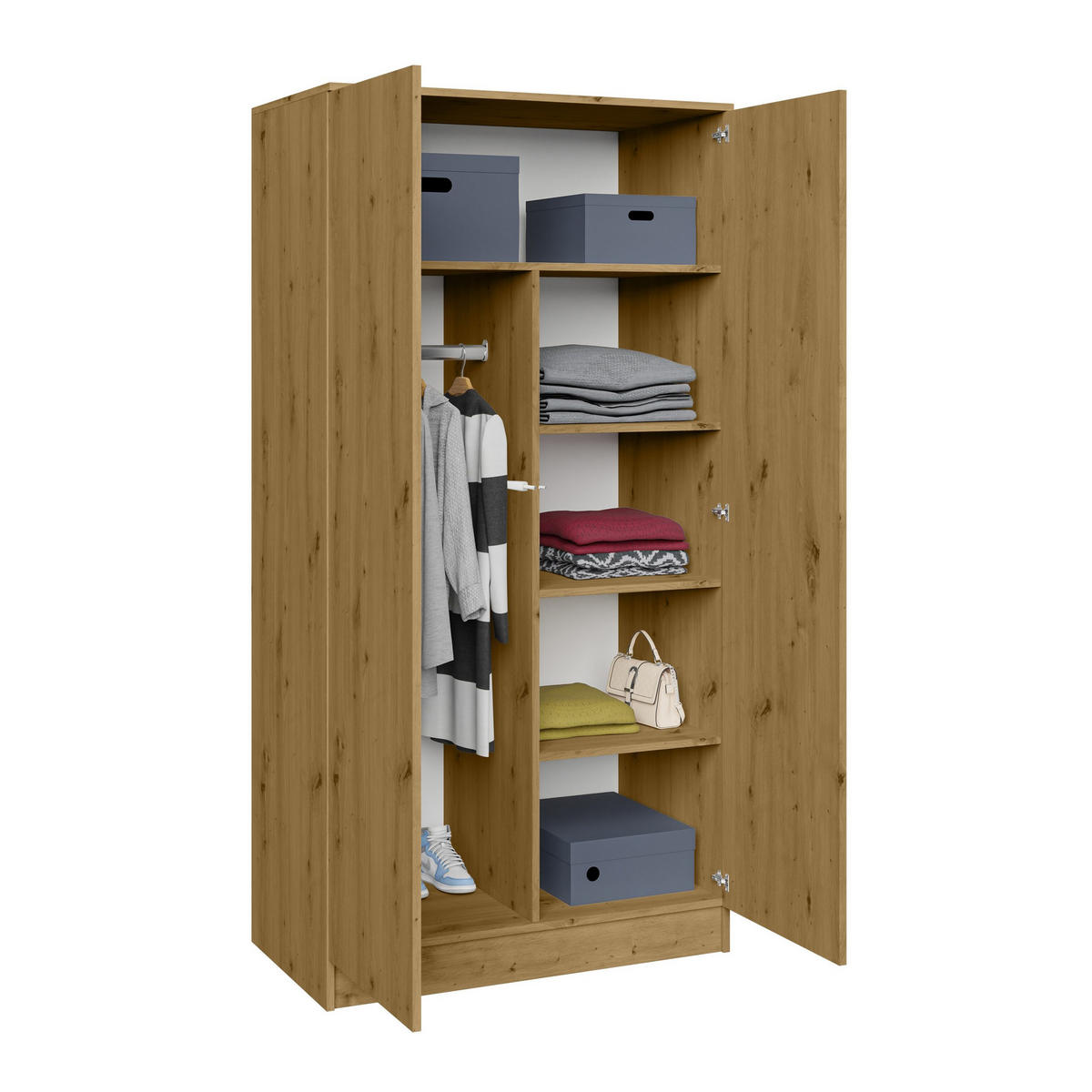 DREHTÜRENSCHRANK Look mit 2 Türen, 90 cm, eiche Artisan - Eiche Artisan, Holzwerkstoff (90/180/50cm) - Beautysofa