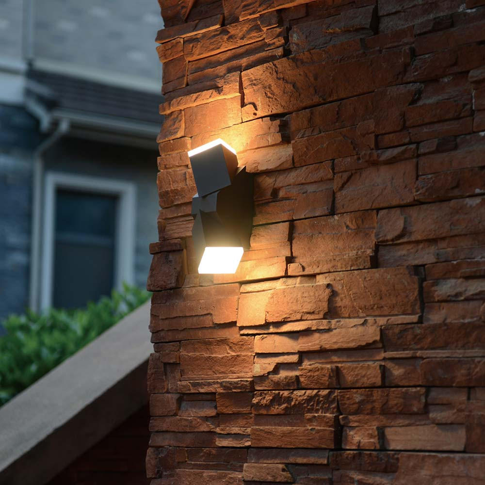 LED WANDLEUCHTE Metall Schwarz 2-flammig - Schwarz, Metall (6.5/6.5/22cm)