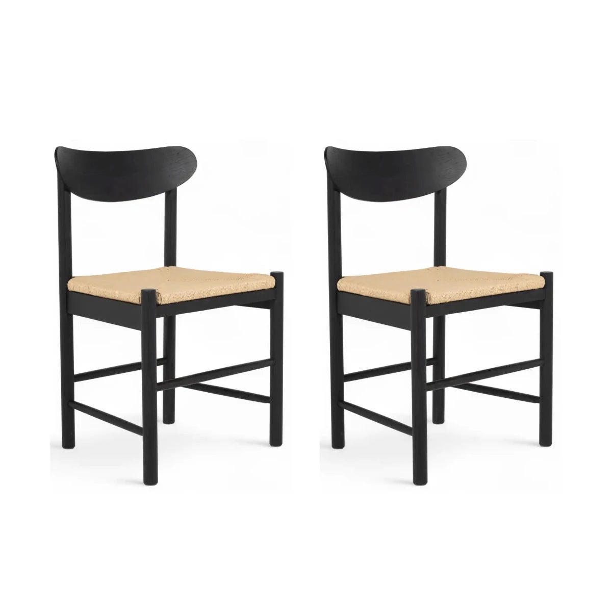 STUHL-SET 2 Stück in Rattan / Eiche Schwarz - Schwarz, Holz/Papier (51/78/41cm) - Furnhouse