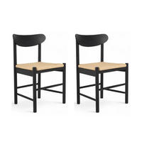 STUHL-SET 2 Stück in Rattan / Eiche Schwarz - Schwarz, Holz/Papier (51/78/41cm) - Furnhouse