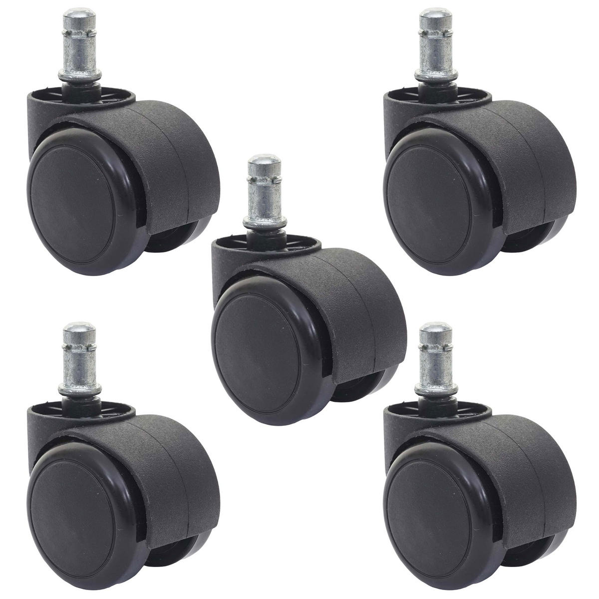 HARTBODENROLLEN 5ER SET Schwarz, Schwarz 5er-Set - Schwarz, Metall (1/1/1cm) - MCW