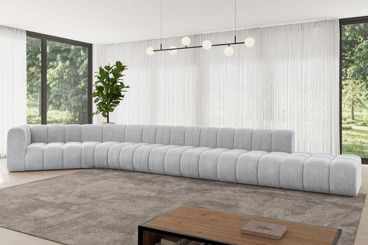 ECKSOFA modulares Sofa Tilmo-L3 - 581x194x70 cm Grau - Grau, Holzwerkstoff/Textil (581/194cm) - ALTDECOR