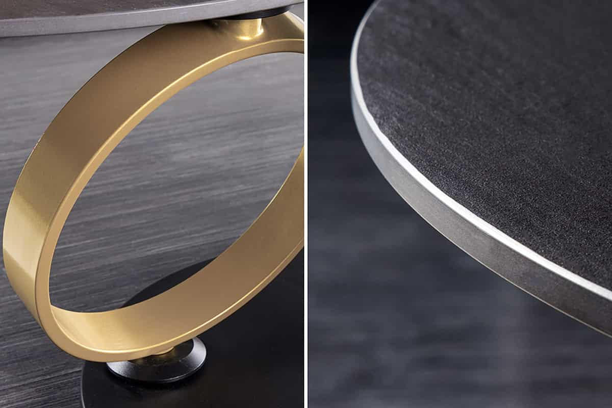 COUCHTISCH DANCING RINGS Keramik Schwarz 135 cm - Goldfarben/Schwarz, Keramik/Metall (80/134/44cm) - riess-ambiente