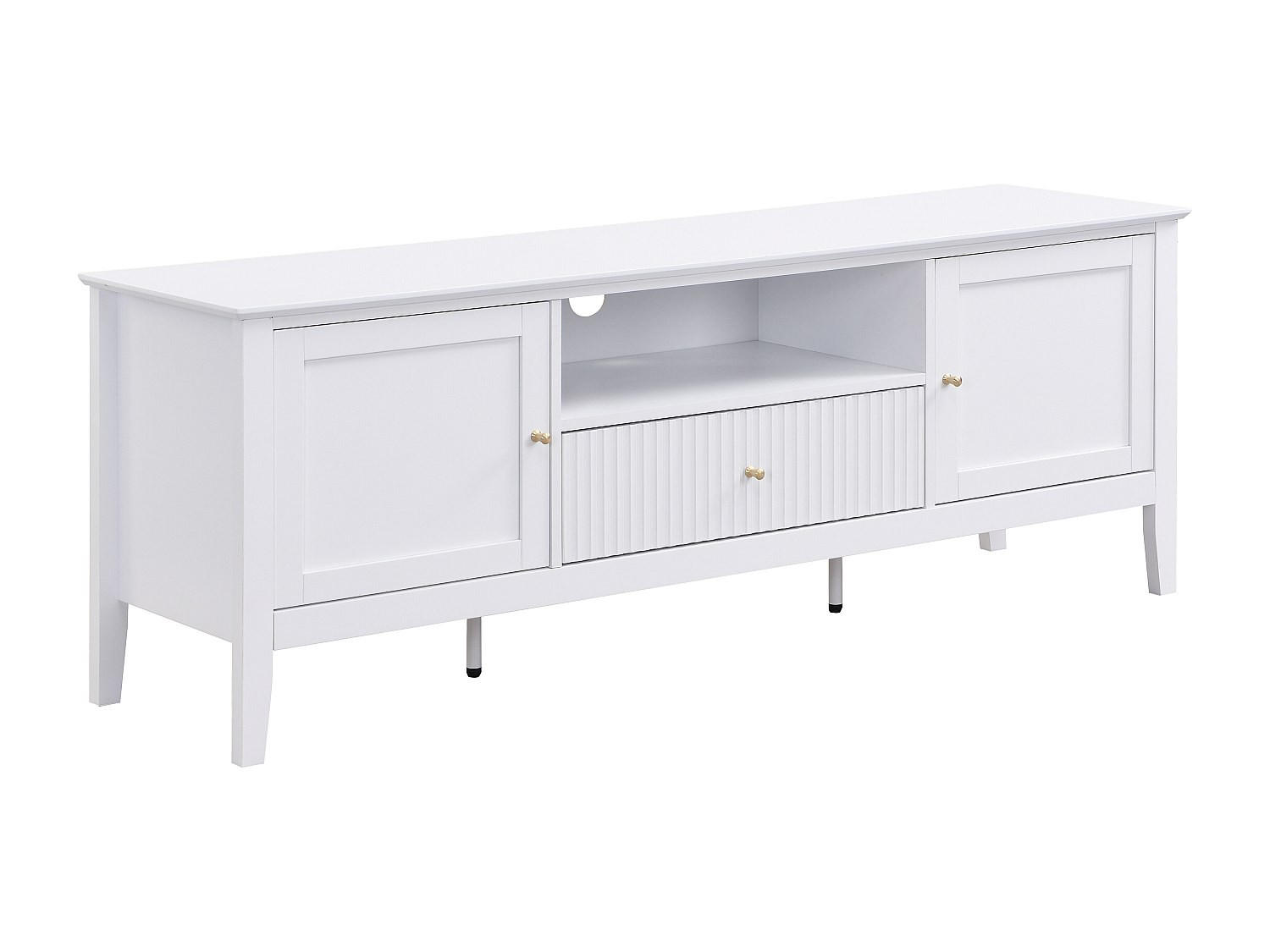 TV-MÖBEL mit 2 Türen, 1 Schublade & 1 Ablage - MDF - Weiß - NARIVA - Weiß, Holz (150/55/40cm) - Vente-Unique