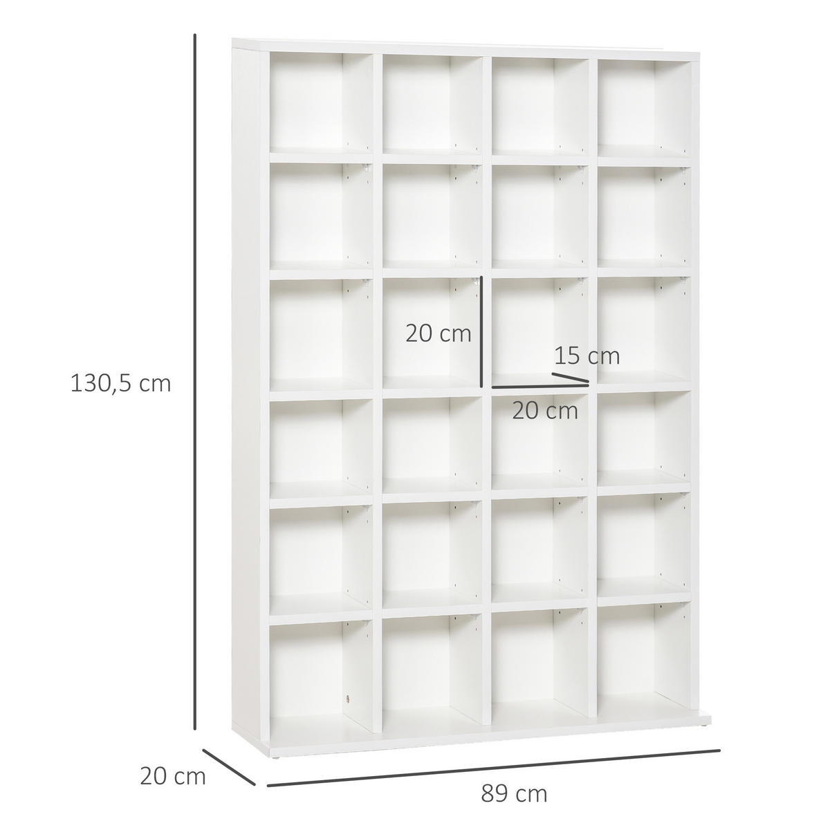 CD-REGAL DE-14420 für 456 CDs/336 DVDs, verstellbare Böden Weiß - Weiß, Holzwerkstoff (20/130.5/89cm) - ComfortXL