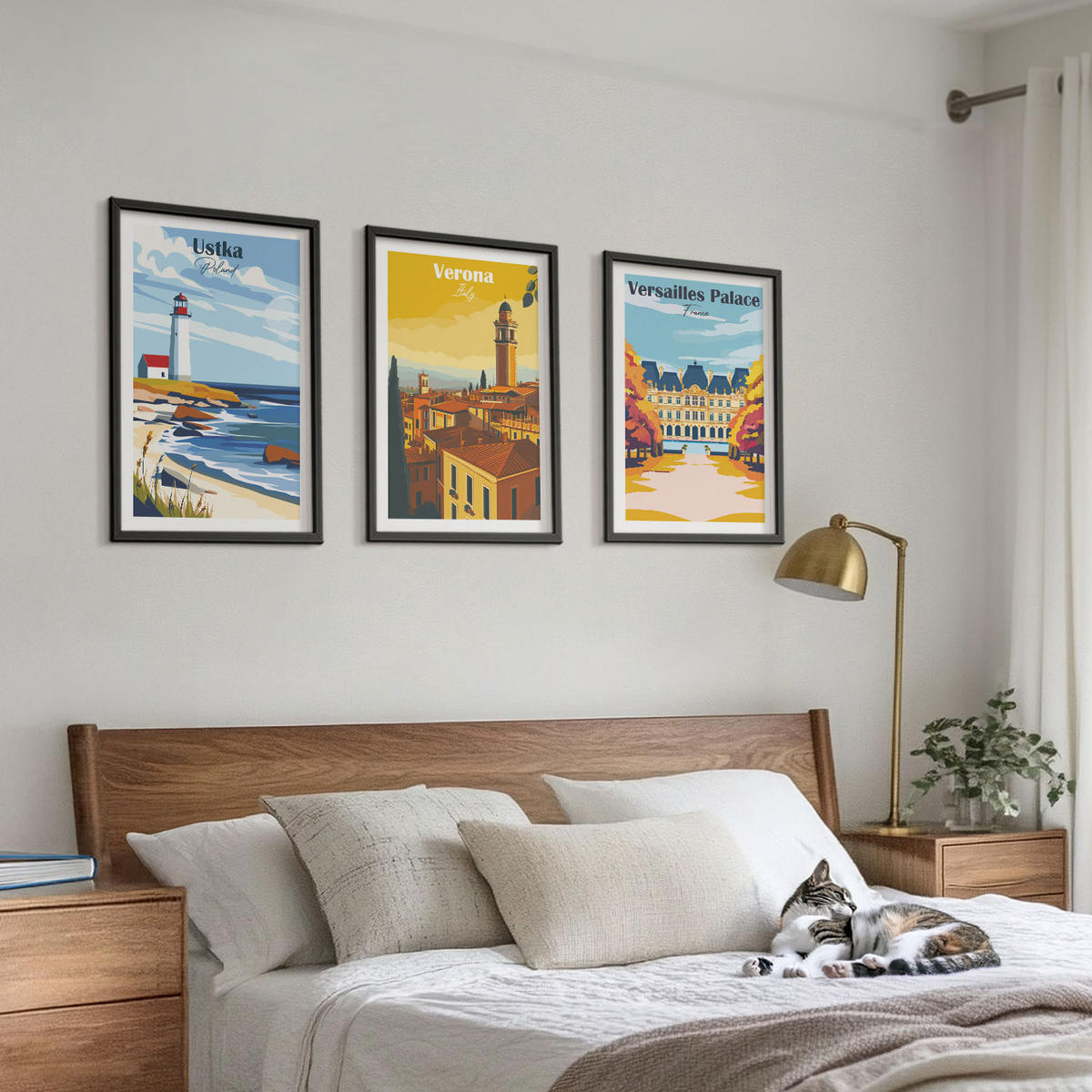 BILDER SET 3er Set - 40x60 cm Schwarzer Rahmen - Ansichten von Orten am Meer und von Städten - Schwarz, Kunststoff (40/60cm) - TULUP