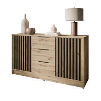 KOMMODE NELA, zweitürig mit Lamellen, Artisan/Schwarz - Eiche Artisan, Holzwerkstoff (155/86/45cm) - Lookway