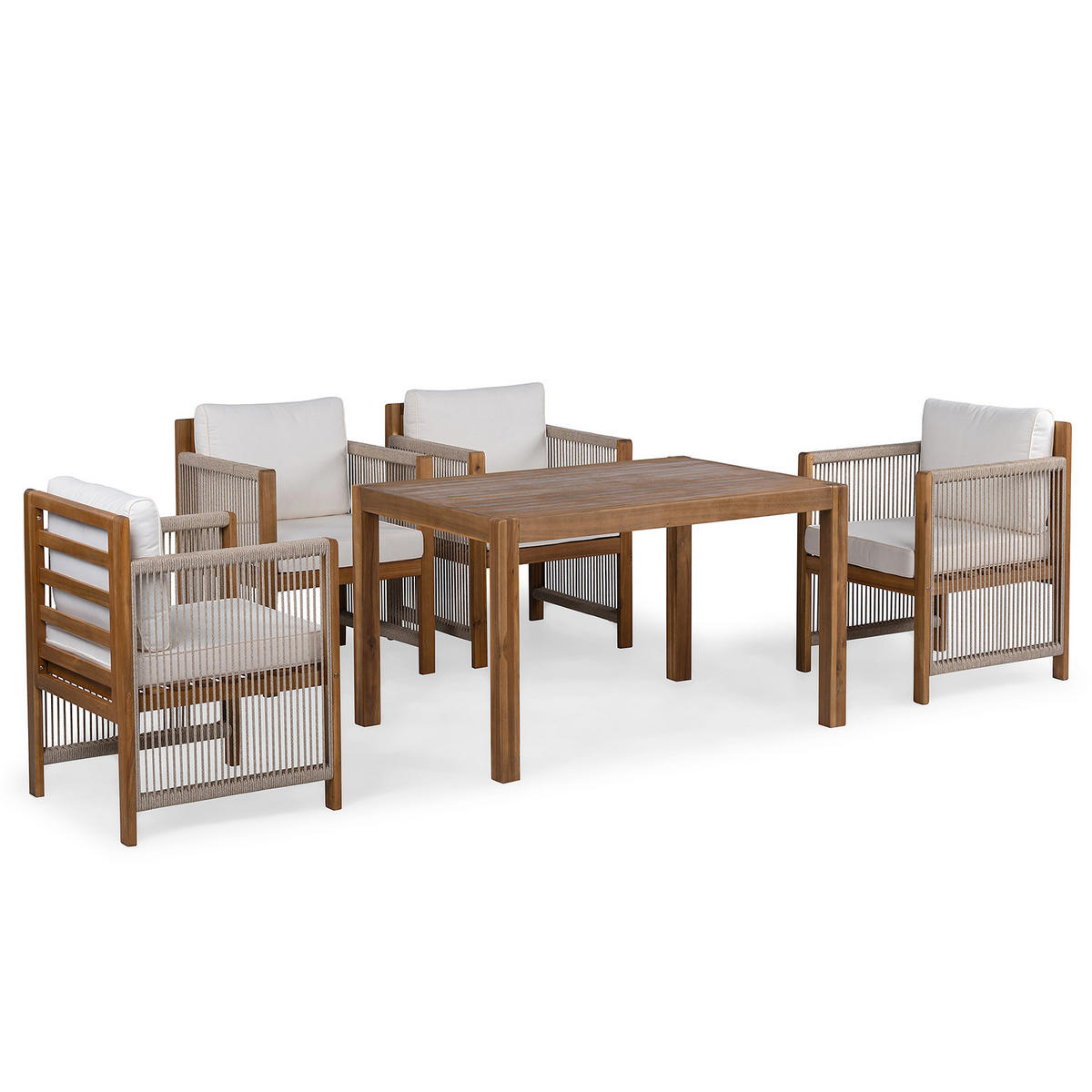 MASSIVER GARTENESSTISCH - Akazie massiv - Braun/Akaziefarben, Holz (85/120/72cm) - home24