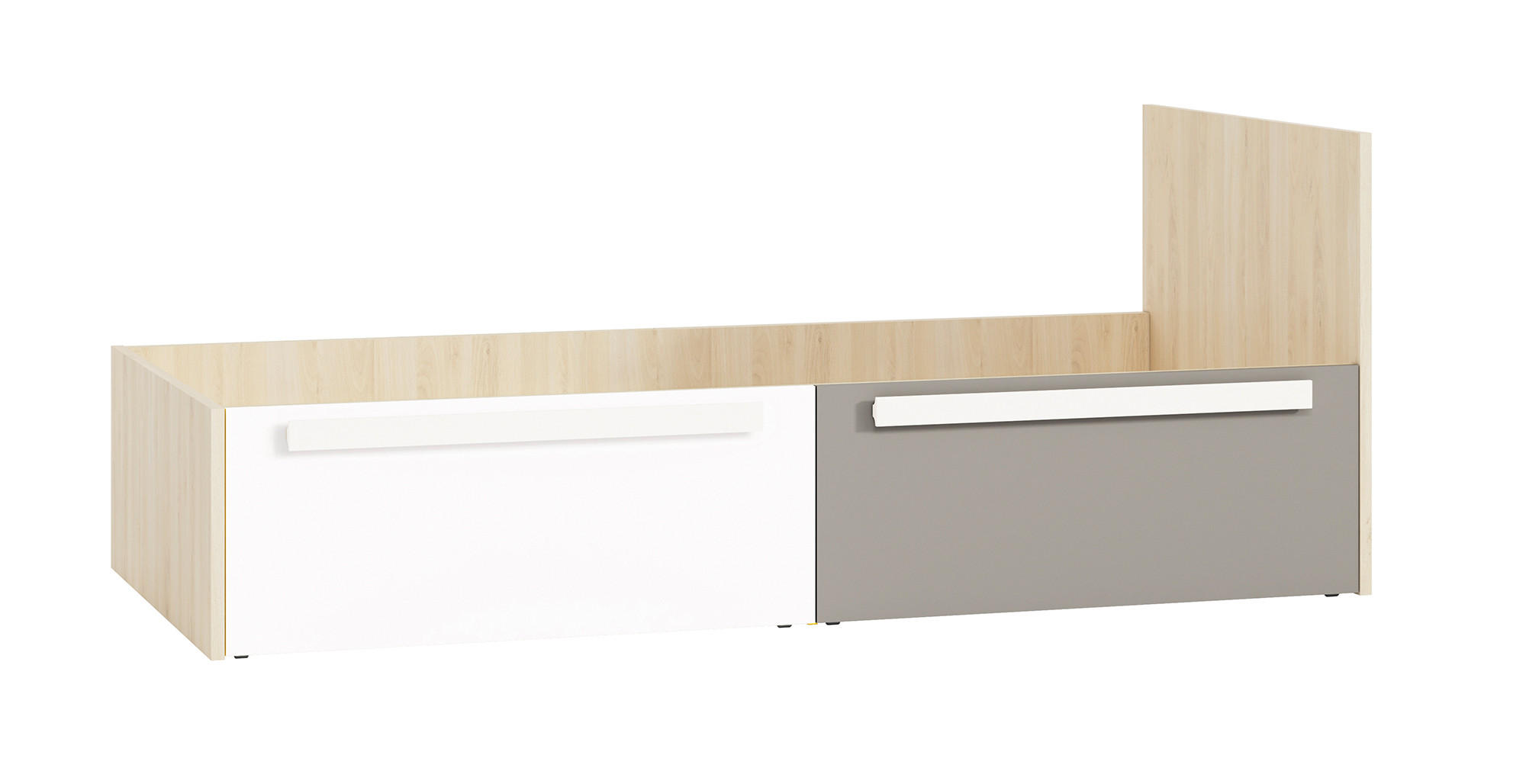 BETT Drop Fjord Buche - weiß - grau 97 / 205 / 81cm - Braun, Holz/Holzwerkstoff (90/200cm) - Feldmann-Wohnen