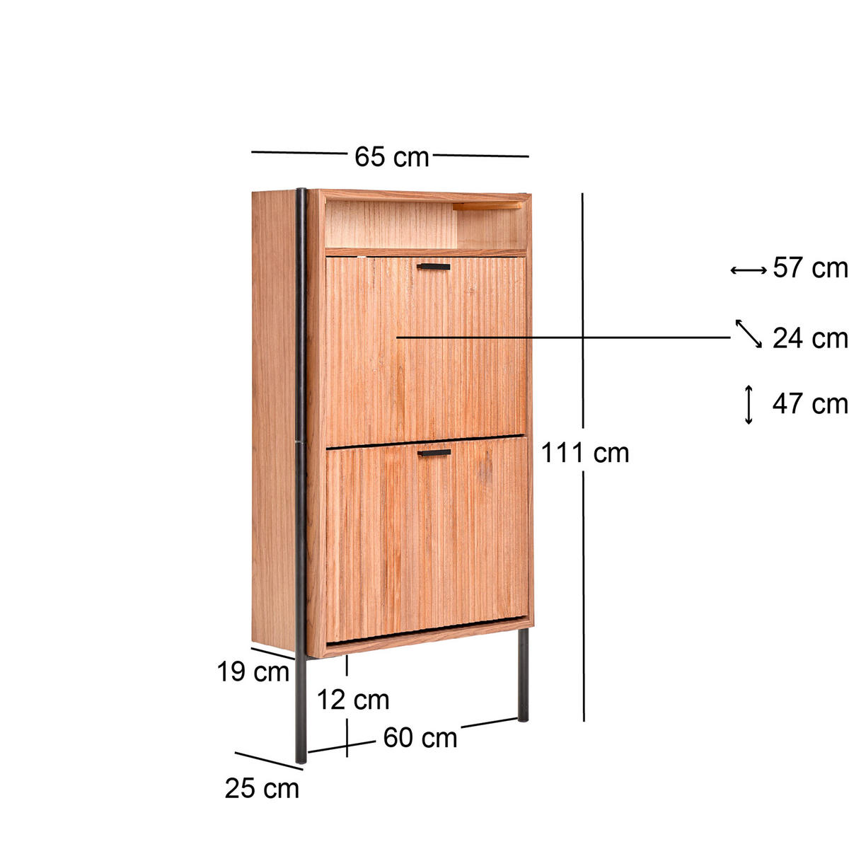 SCHUHSCHRANK Nussbaumholz Braun - Braun, Holz (65/111/25cm) - Nordlys