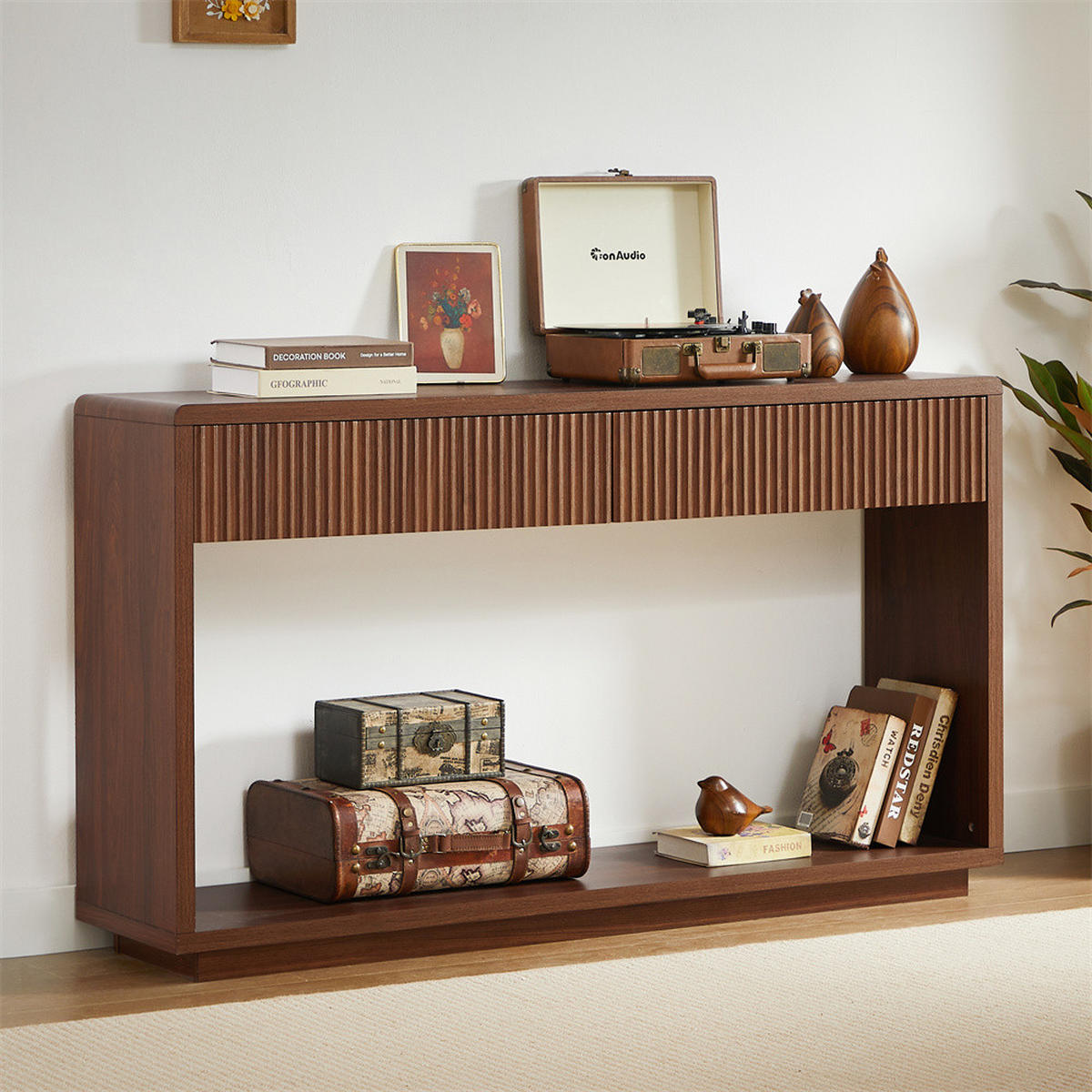 KONSOLENTISCH mit 2 Schubladen Walnuss 150 cm - Walnussfarben, Holzwerkstoff (150/35/85cm)