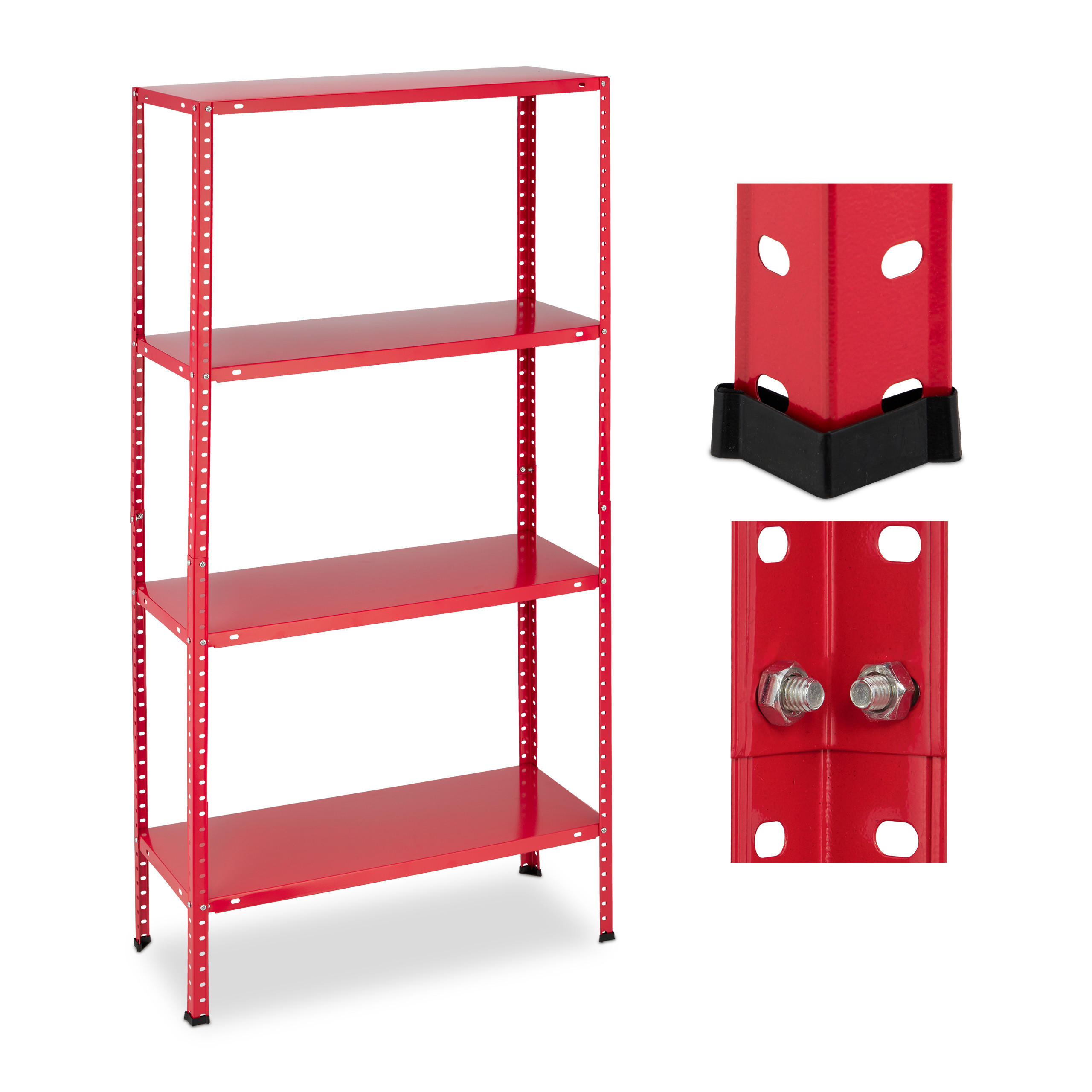SCHWERLASTREGAL - Rot, Kunststoff/Metall (75.5/147.5/30.5cm) - Relaxdays