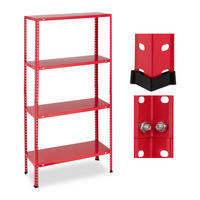 SCHWERLASTREGAL - Rot, Kunststoff/Metall (75.5/147.5/30.5cm) - Relaxdays
