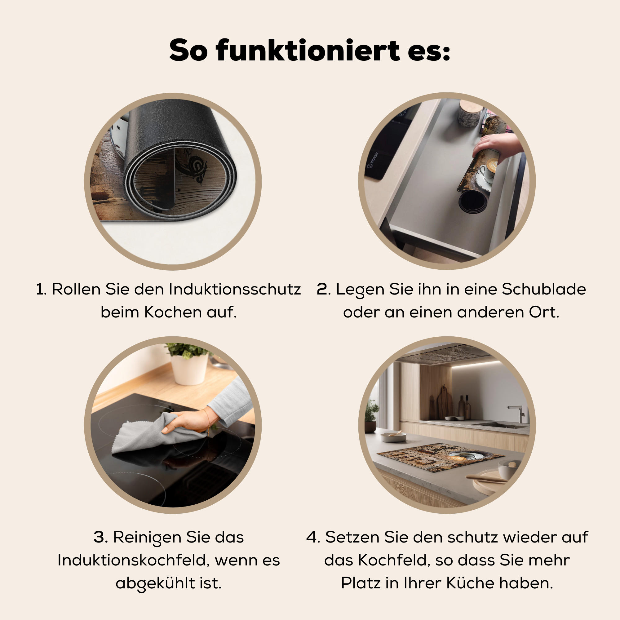 MuchoWow Herdabdeckplatte Schwarz 65x52x0.2 cm