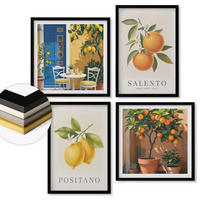 WANDBILDER 4er-Set - 50x50 cm & 40x60 cm Schwarzer Rahmen - Amalfi-Zitronen und -Orangen - Schwarz, Kunststoff (50/50cm) - ArtPrintCave