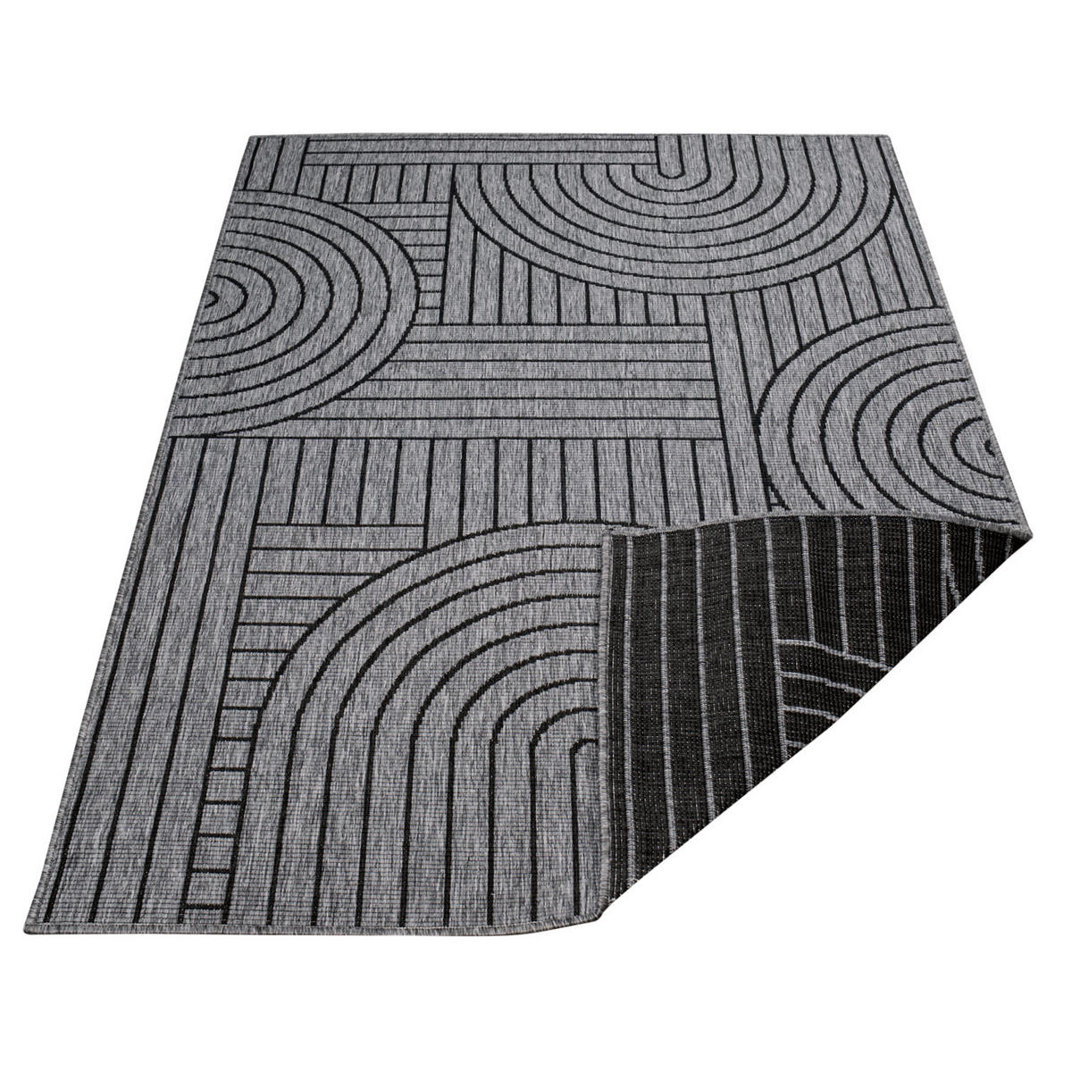 OUTDOOR-TEPPICH DuoRug 5842 Anthrazit 200x290 cm - Anthrazit, Textil (200/290cm) - carpet city