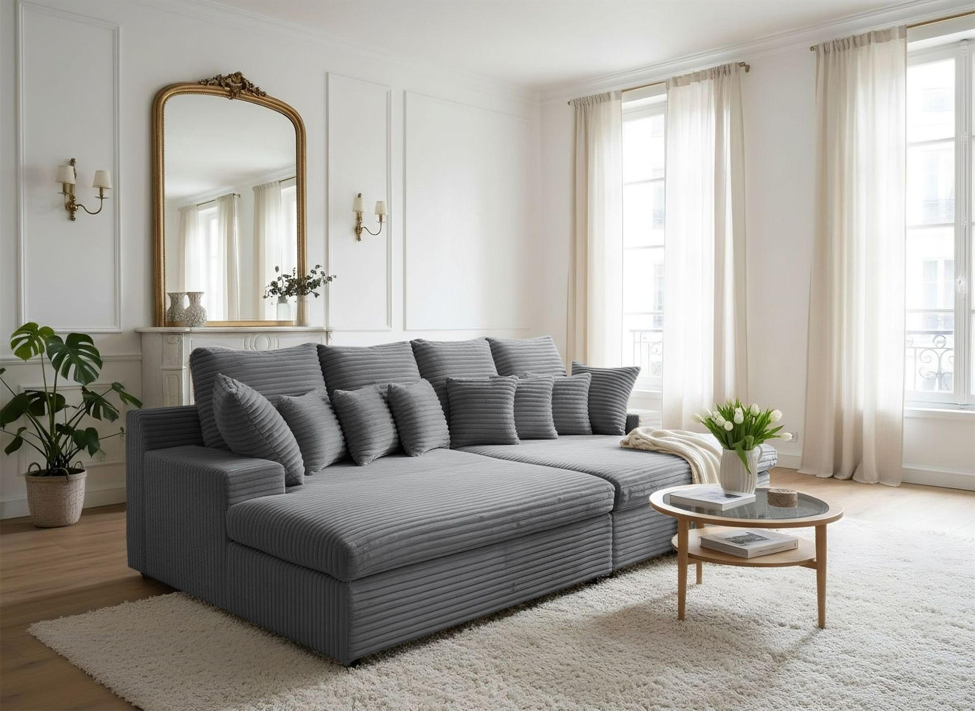 SOFA Arosa - Grau, Holzwerkstoff/Textil (286/103/170cm) - Fun Möbel