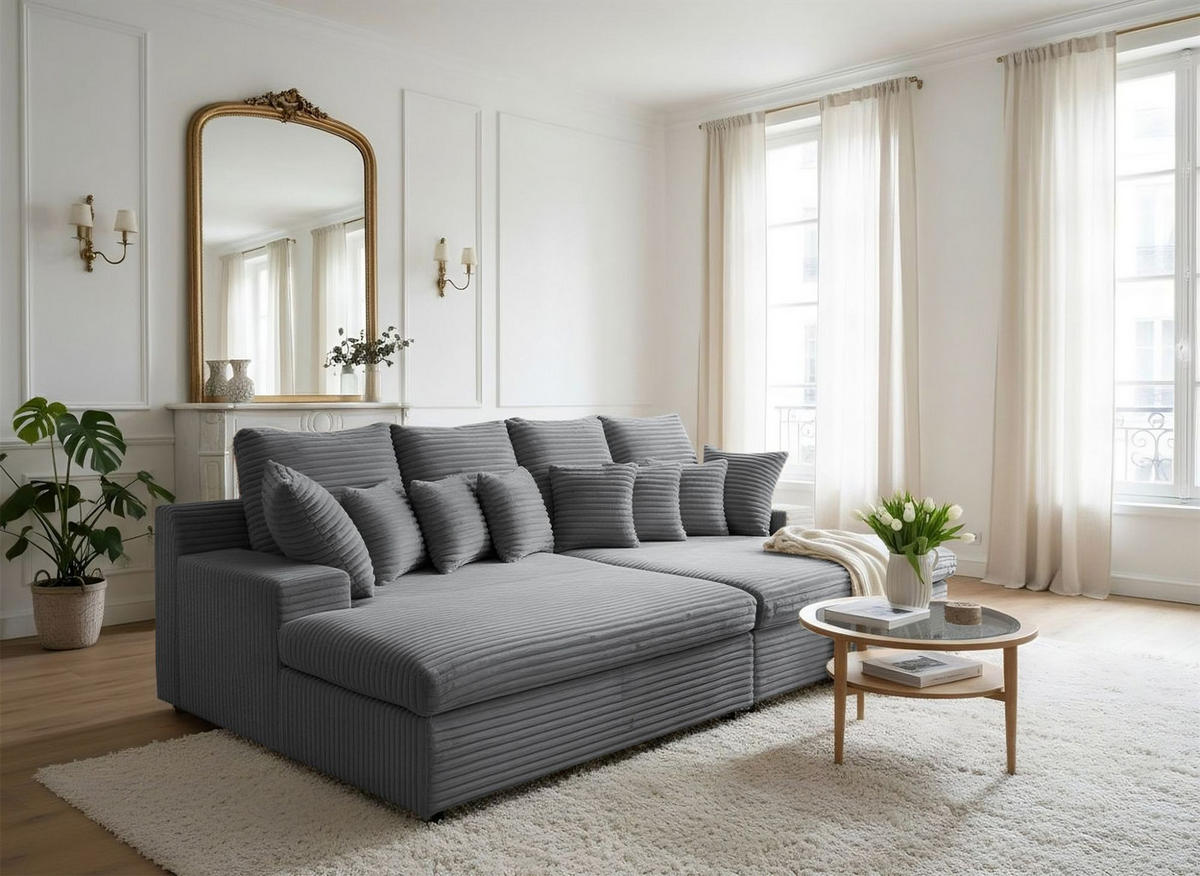 SOFA Arosa - Grau, Holzwerkstoff/Textil (286/103/170cm) - Fun Möbel