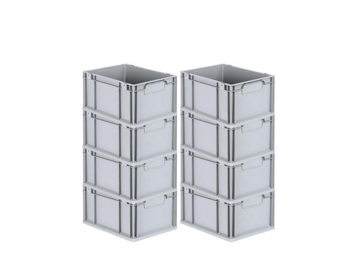 EUROBOX 8x Nextgen Economy Griffe Geschlossen 22x30x40cm 20 Liter - Grau, Kunststoff (30/22/40cm) - PROREGAL