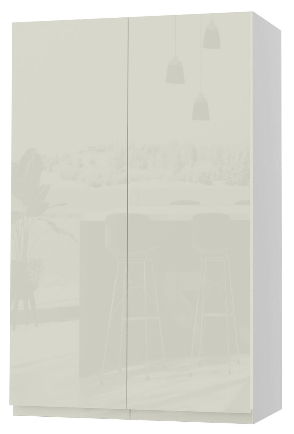 Feldmann-Wohnen Hängeschrank Weiß Hochglanz, Weiß 60x96x32.5 cm