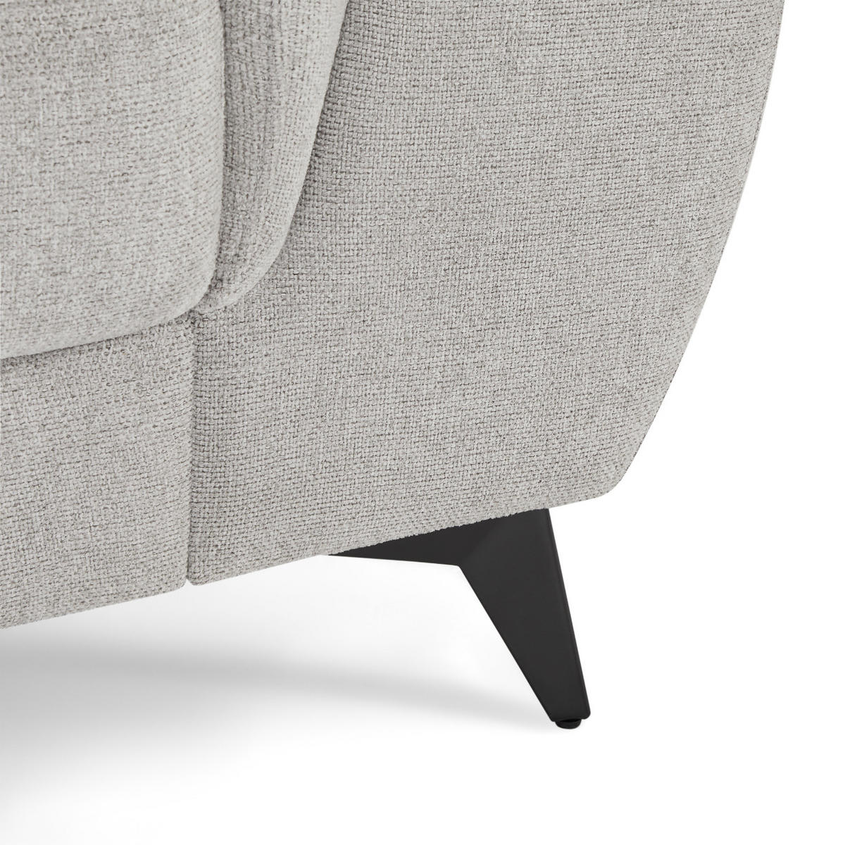 ECKSOFA Webstoff Grau - Schwarz/Grau, Textil/Metall (290/95cm) - Furnhouse