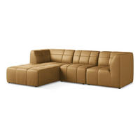 ECKSOFA Links Kunstleder Braun - Cognac/Schwarz, Holzwerkstoff/Kunststoff (266/175cm) - Makamii