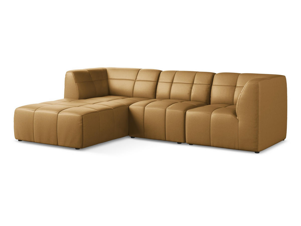 ECKSOFA Links Kunstleder Braun - Cognac/Schwarz, Holzwerkstoff/Kunststoff (266/175cm) - Makamii