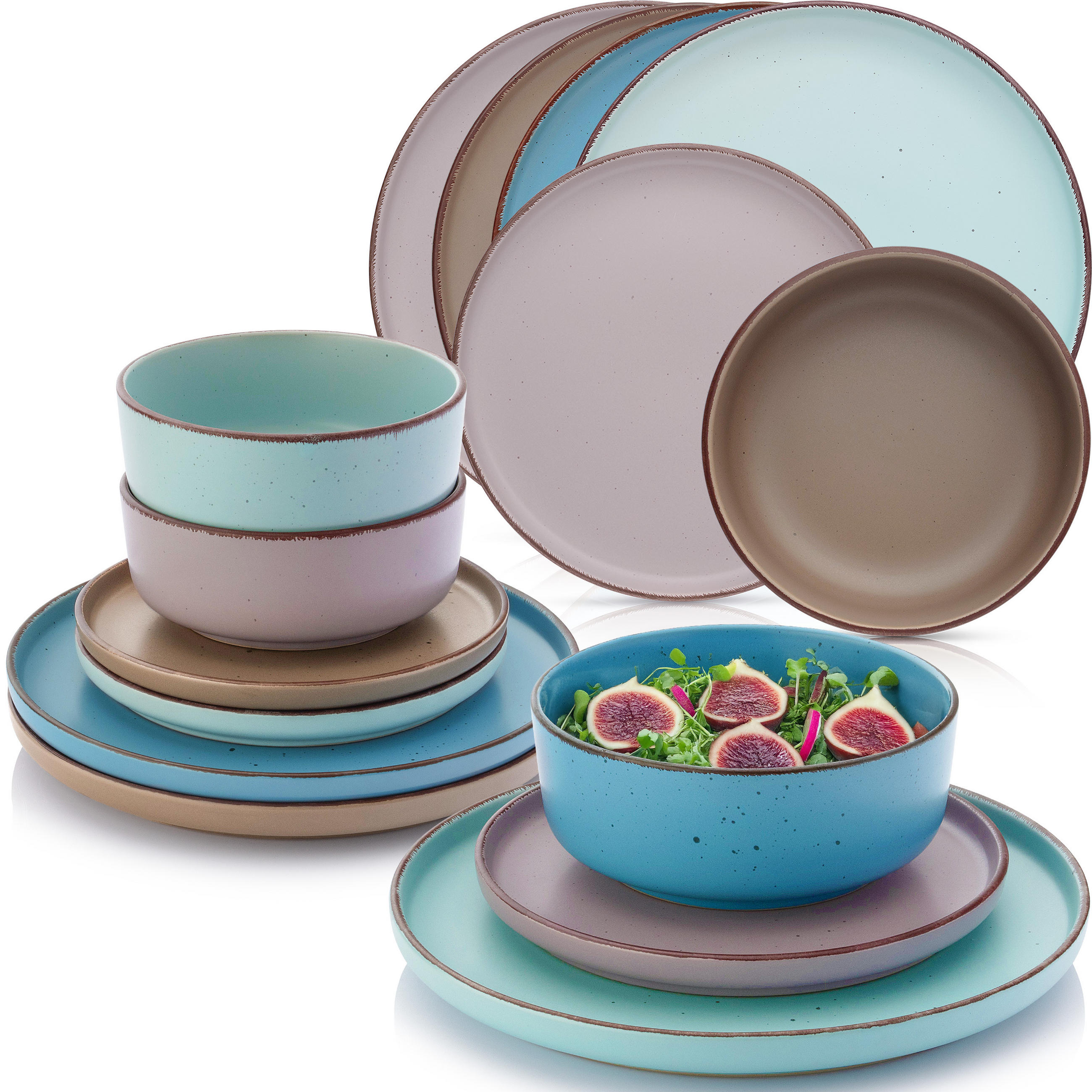 TAFELSERVICE BOMBAY MEERESBODEN - 36 teilig aus Steingut 12 Personen - Multicolor, Stein (50/30/80cm) - Sänger