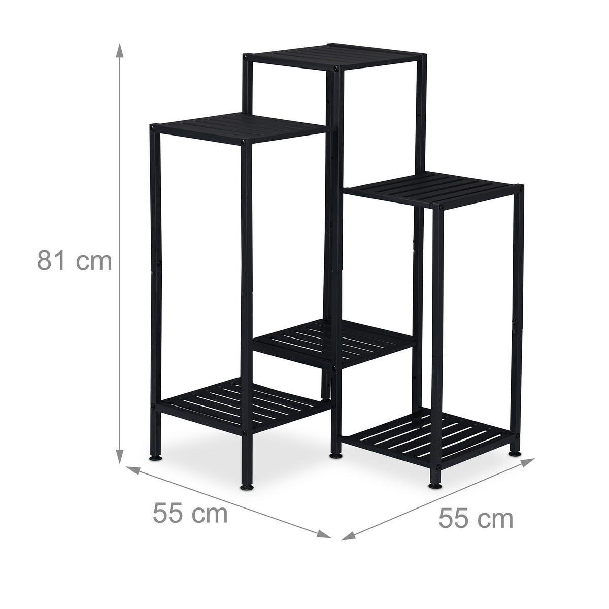 BLUMENREGAL - Schwarz, Metall (55/81/55cm) - Relaxdays