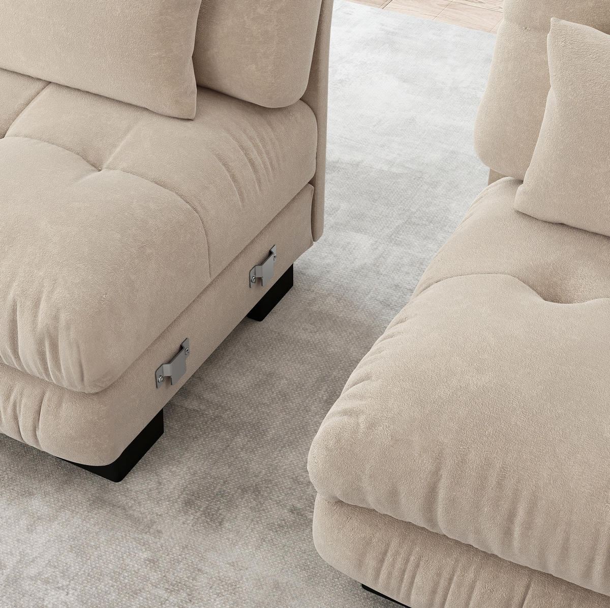 SOFA modular Chenille Light Coffee - Beige, Kunststoff (77/81/220cm) - Meubliv