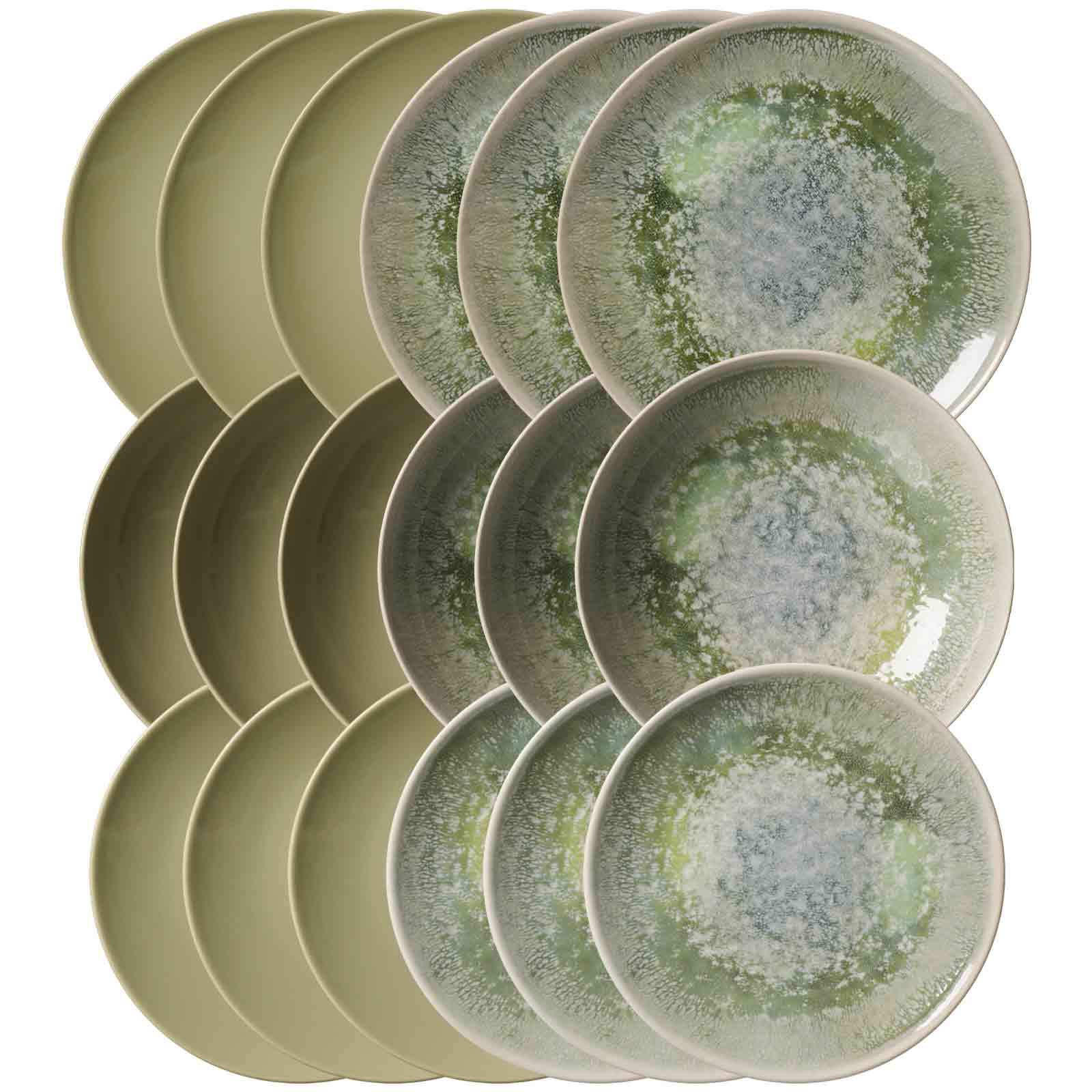TELLER-SET Cecina Grün / Jade 18er Set - Grün, Keramik (1/1/1cm) - Ritzenhoff Breker