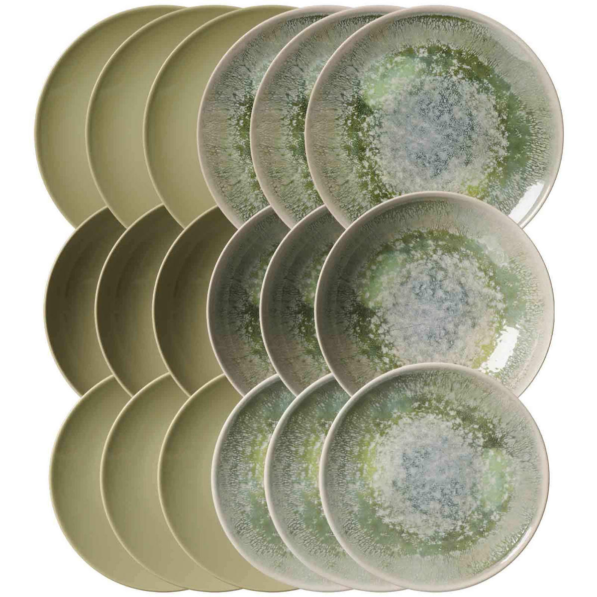 TELLER-SET Cecina Grün / Jade 18er Set - Grün, Keramik (1/1/1cm) - Ritzenhoff Breker