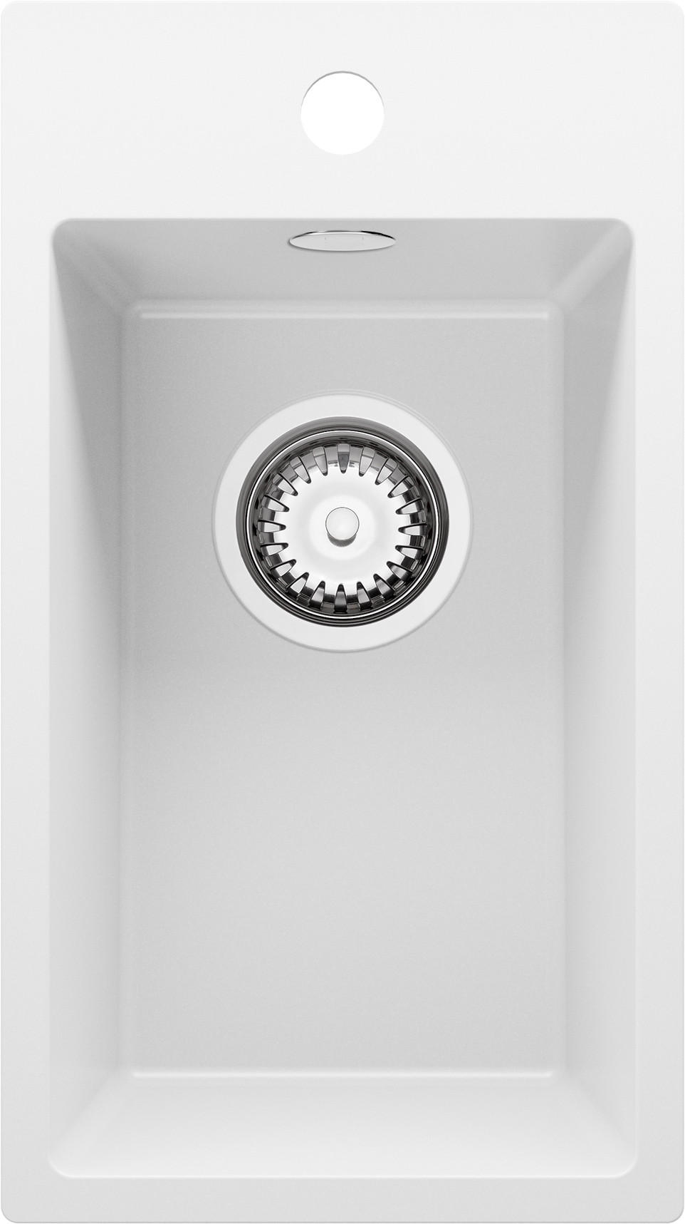SPÜLBECKEN Riga, 2-er set Weiß 28/50 cm 1 Becken + Ablauf-Set ab 30er Unterschrank - Chromfarben/Weiß, Kunststoff (28/20/50cm) - Primagran